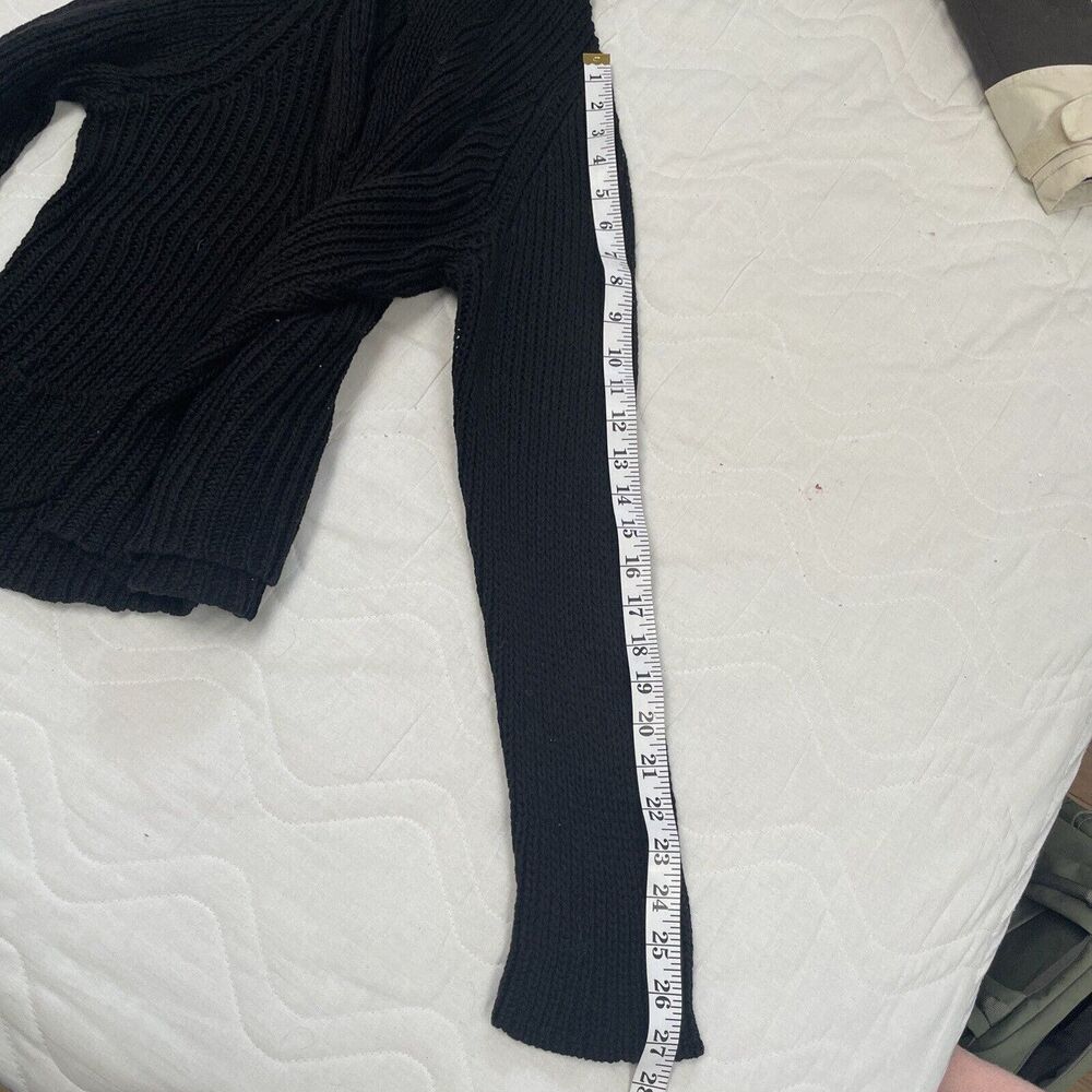 J Jill Cardigan Sweater M Black V Neck Single Button 100% Cotton, Shawl Collar - Picture 8 of 10